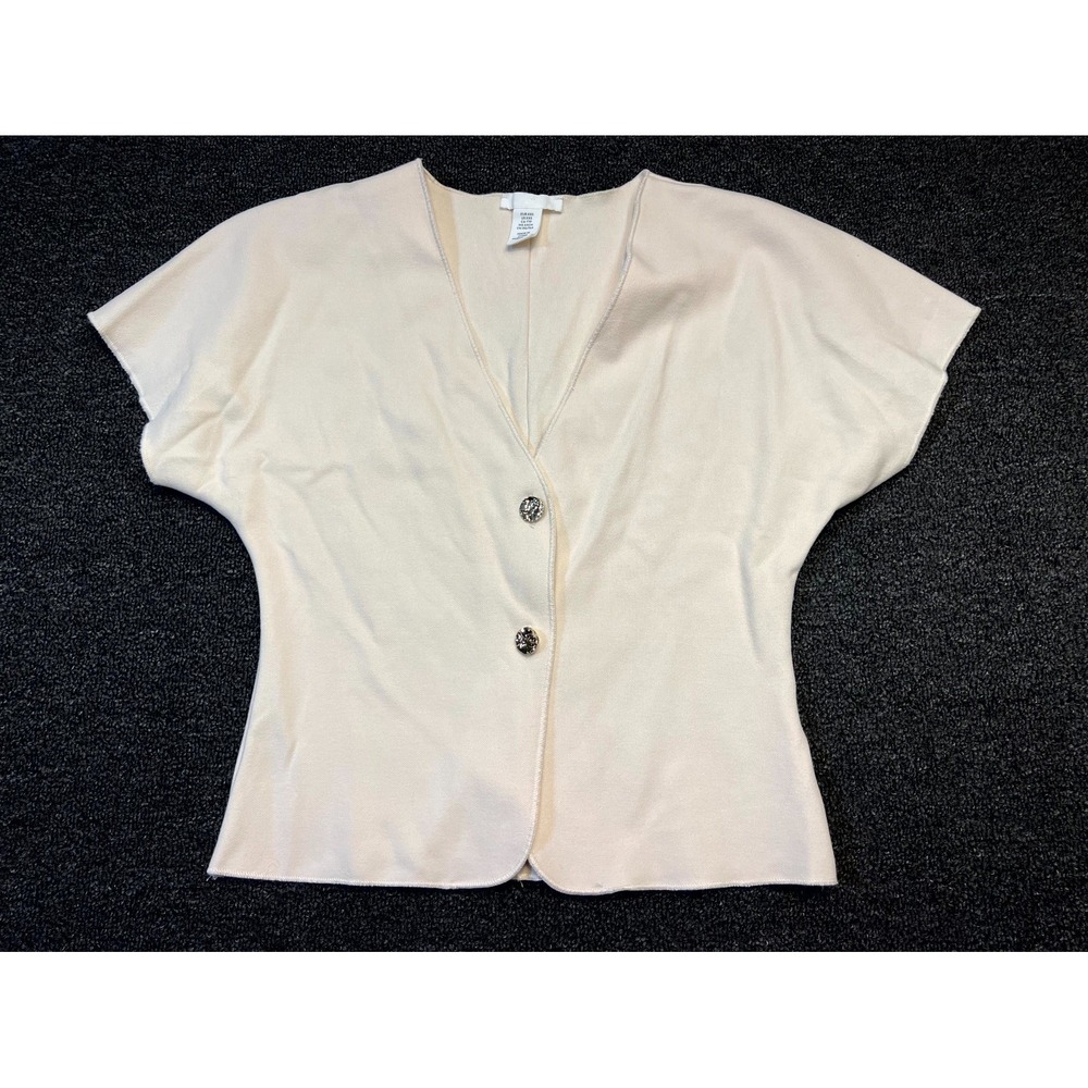 H&M Top Womens 2XS Beige Textured Stretch Dolman Sleeve Streetwear Button Front